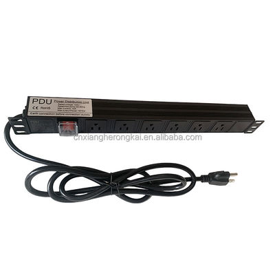 ブラック 8 Ways 20A ダブルブレイクスイッチ サーバールーム用 アメリカン標準電源ソケット PDU